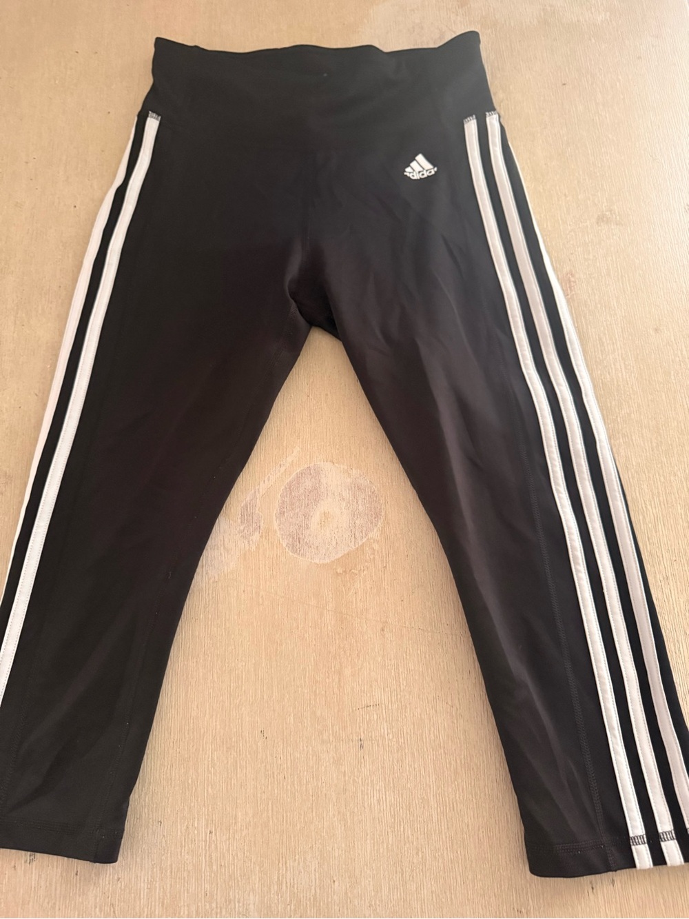 adidas Black Kids Leggings with White Side Stripes